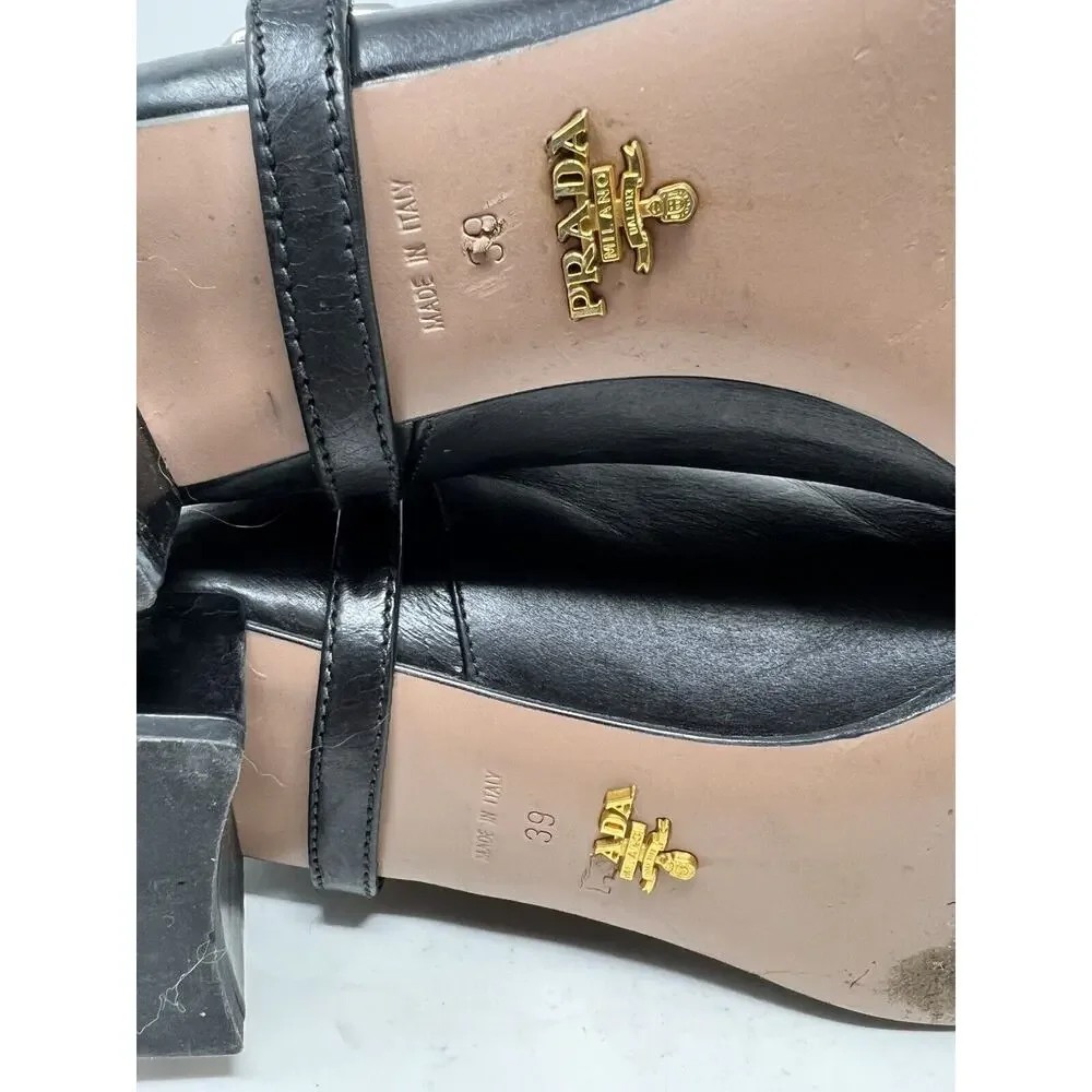 PRADA CAVALIERE Black 2011‎ EUC Knee High Harness SHOES BOOTS 39